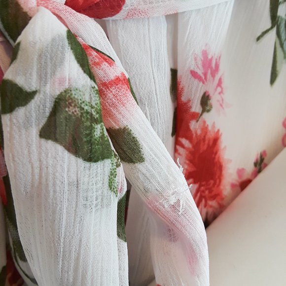 Vintage FANG Rose Print Chiffon Handkerchief Tank Top XL - Picture 4 of 8